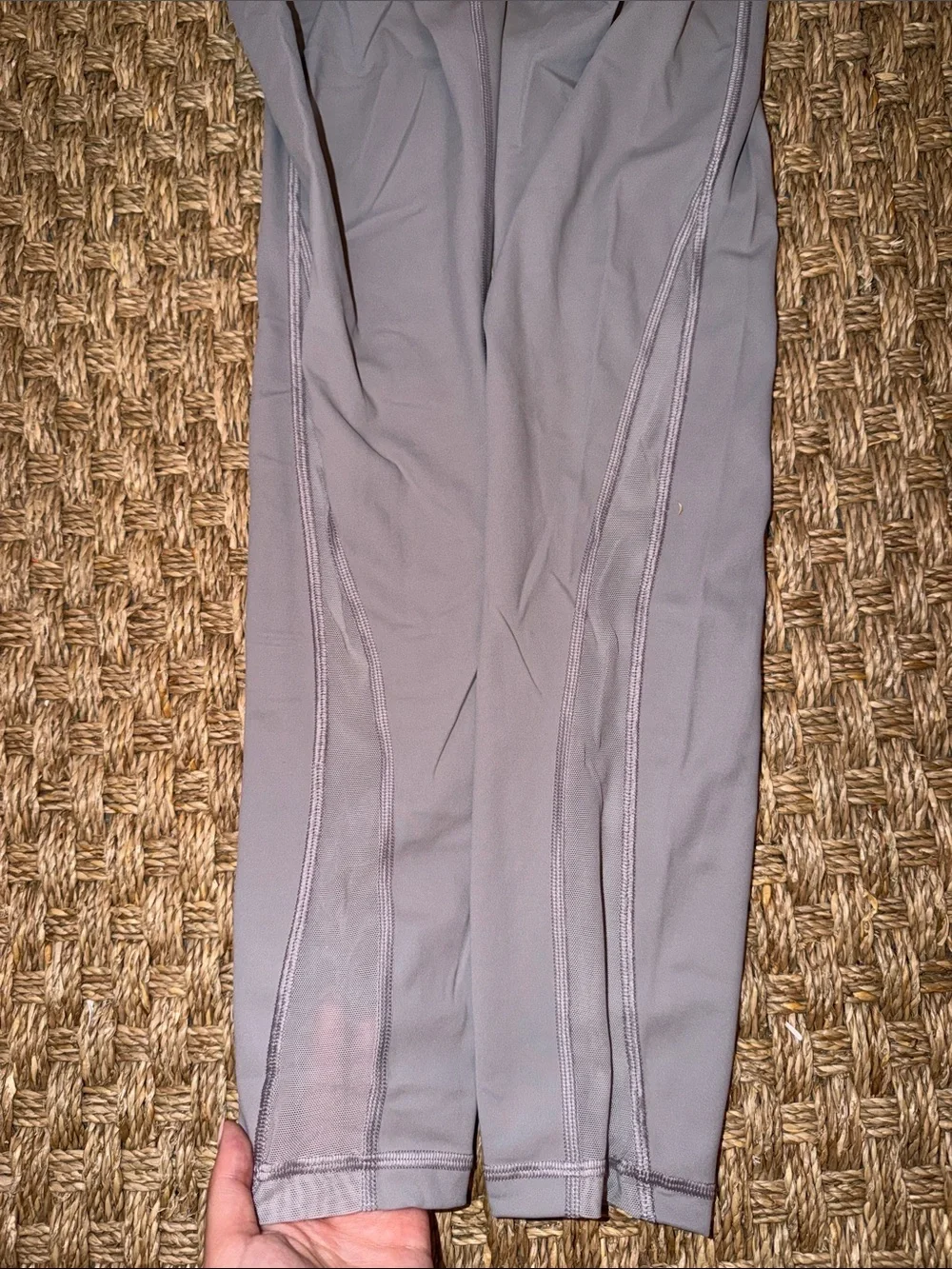 lululemon High-Waist Performance Leggings in Light Taupe and Mesh on Side Size 2